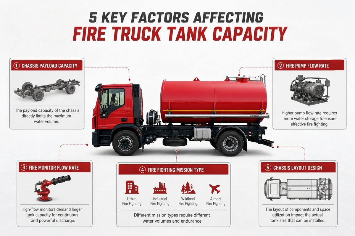 What factors affect the water tank capacity of a fire truck? What factors affect the water tank capacity of a fire truck?