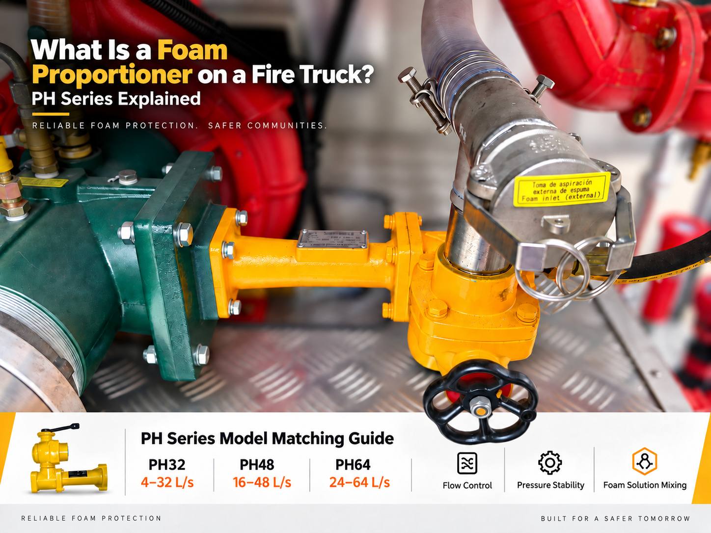 PH series foam proportioner installed on a fire truck